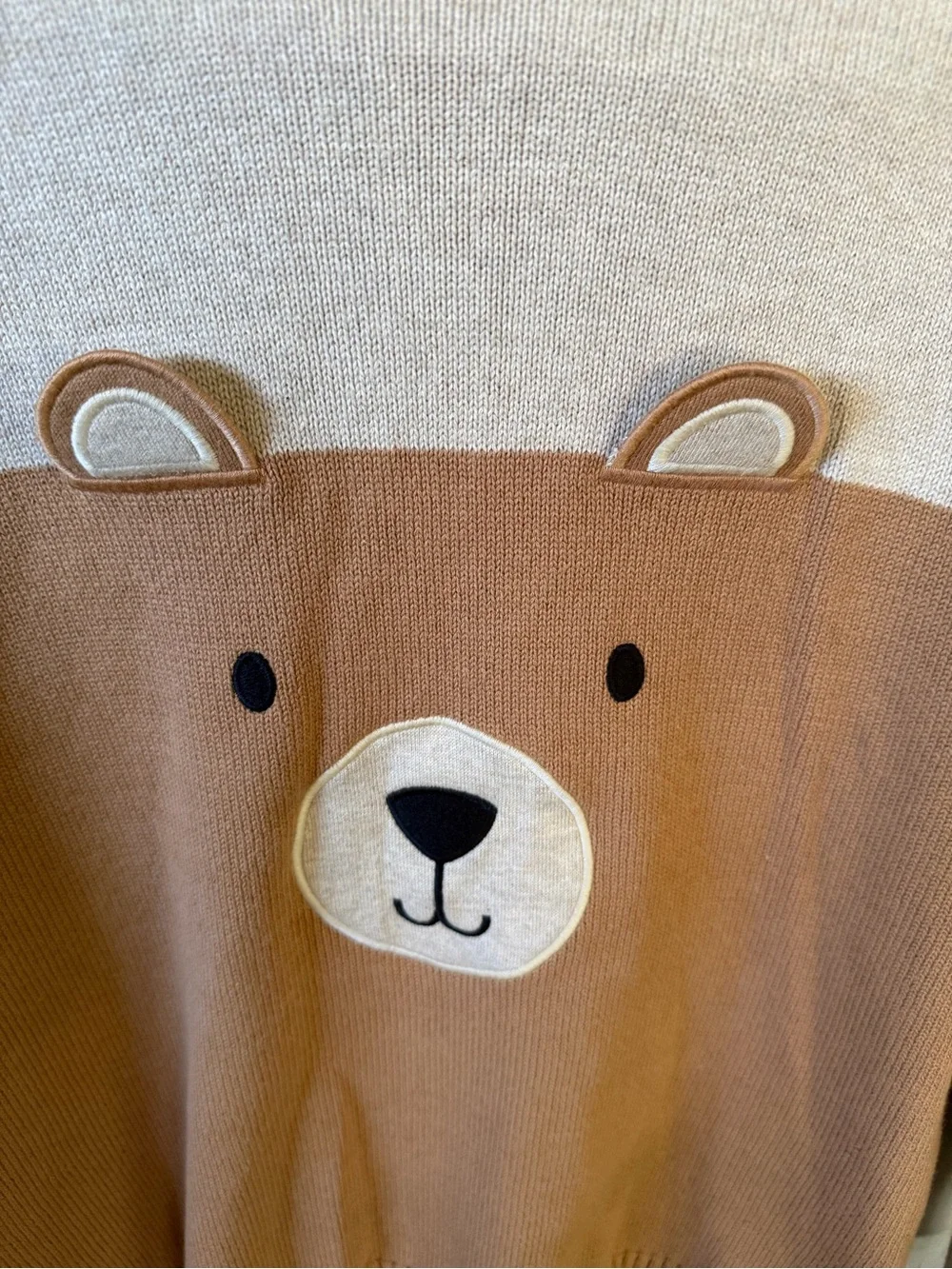Gymboree Bear Hugs Colorblock Bear Sweater Size 12 100% Cotton